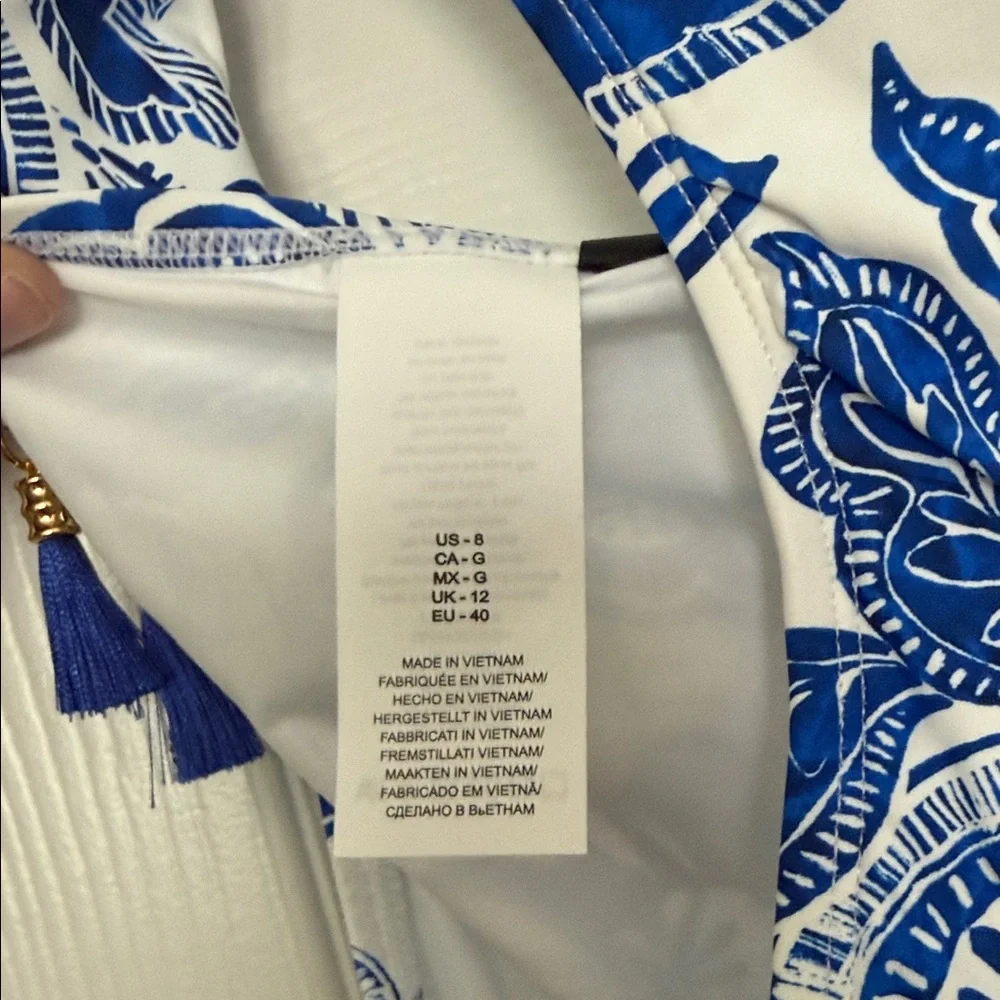 La Blanca Blue and White Floral Tie-Side Bikini Bottoms - Picture 9 of 10